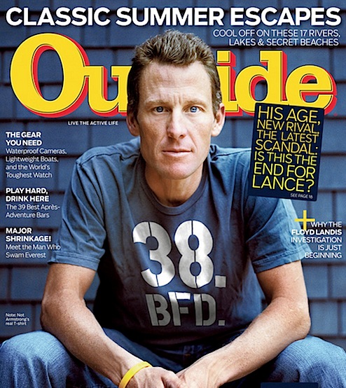 Outside Magazine photoshopped “38. BFD.” onto his T-shirt.