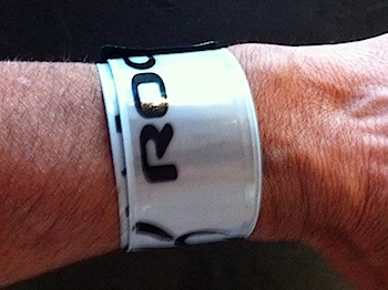 slap-bracelet wrapped around the wrist