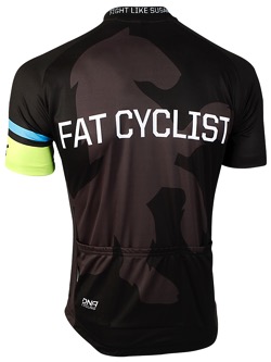 Fat Cyclist Black Gray Jersey back